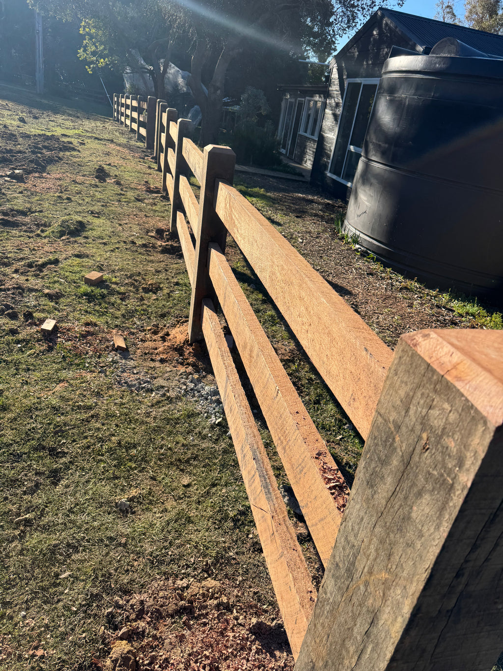 150x150x1.8m Red Ironbark Fence Post - Morticed for 3 Rails