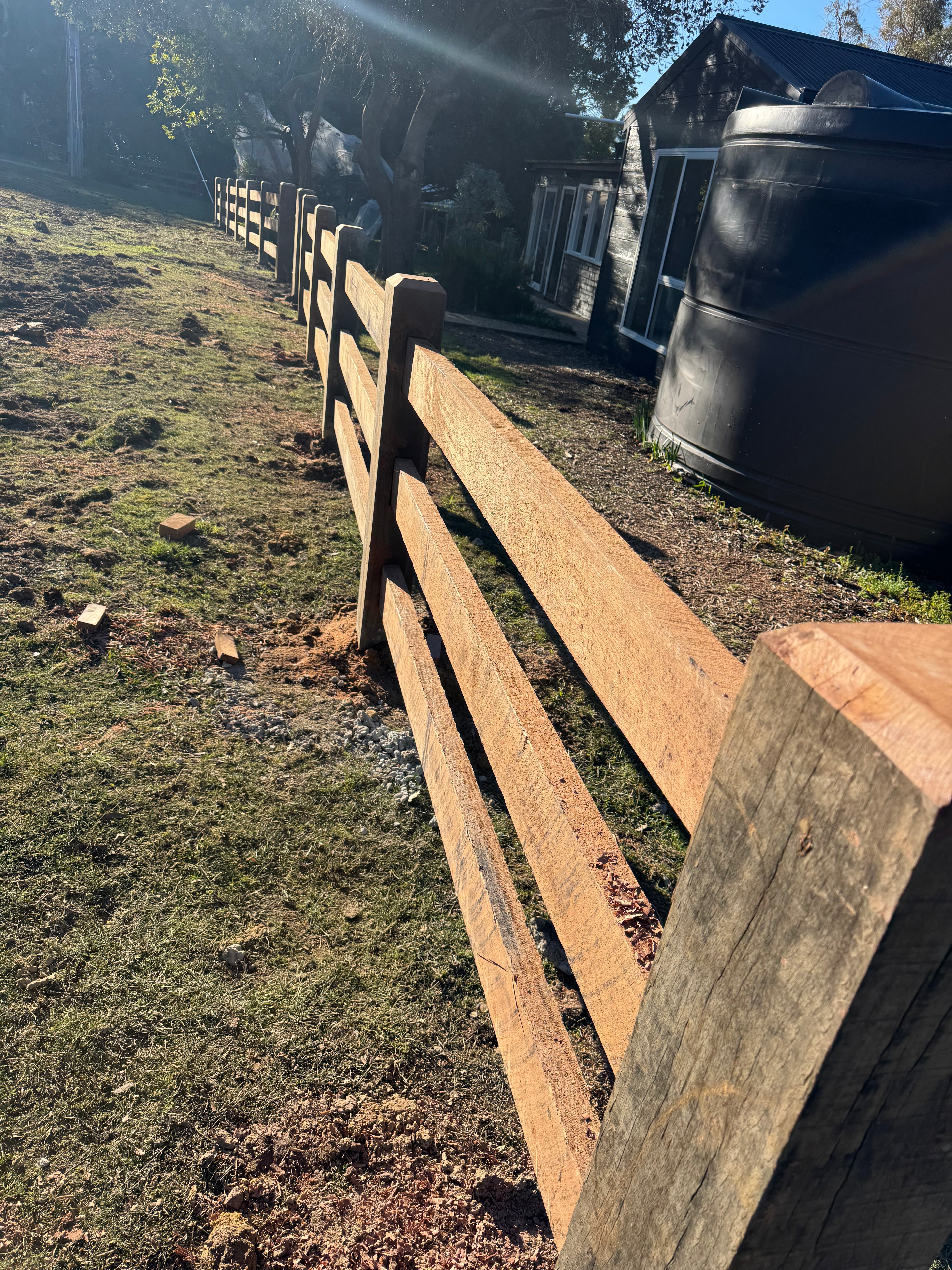 150x150x1.8m Red Ironbark Fence Post - Morticed for 3 Rails